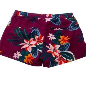 Old Navy Fuschia Tropical Floral Everyday Shorts Sz 8 Chino 3.5" inseam